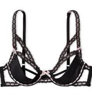 New Victoria Secret Dream Angels Ribbon Lingerie Set Quarter Cup Bra & Garter